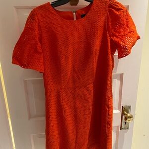 J. Crew Bright Orange Eyelet Dress
